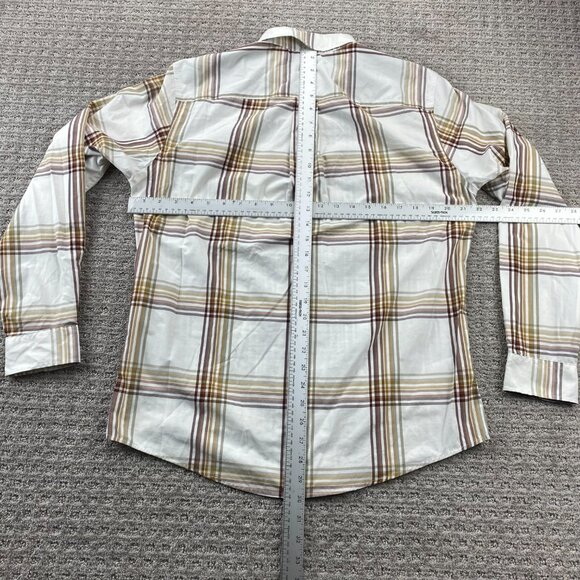 Eddie Bauer Plaid Shirt Men Medium M Brown Button Down Long Sleeve Polo Preppy - Picture 8 of 10